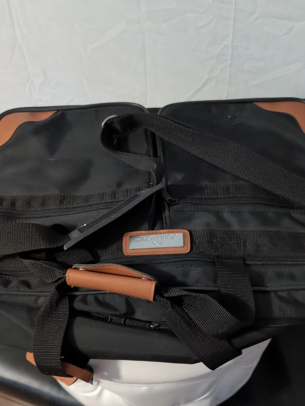 Vintage Jordache Black Nylon Travel Duffel Bag Carry-On Luggage Tag